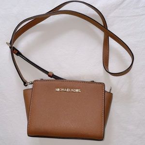 Michael Kors brown leather crossbody bag